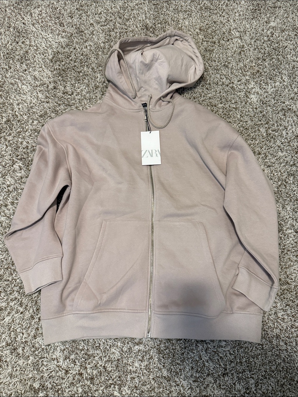 ZARA Taupe Zip-Up Hooded Jacket